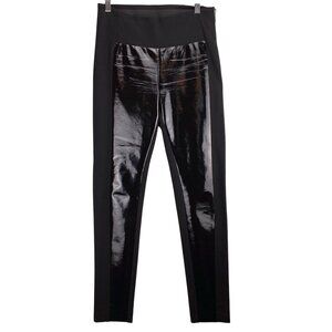 Pinko Black Faux Leather & Viscose‎ Leggings Size 6 Side Zip Stretch